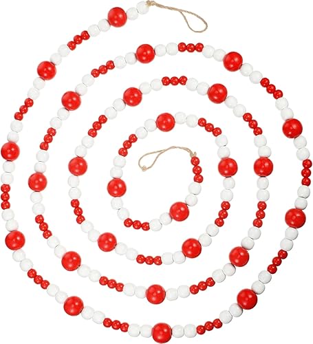 Guirnalda de cuentas de madera rústica para colgar en la pared, decoración de árbol de vacaciones natural, guirnalda decorativa para colgar en la