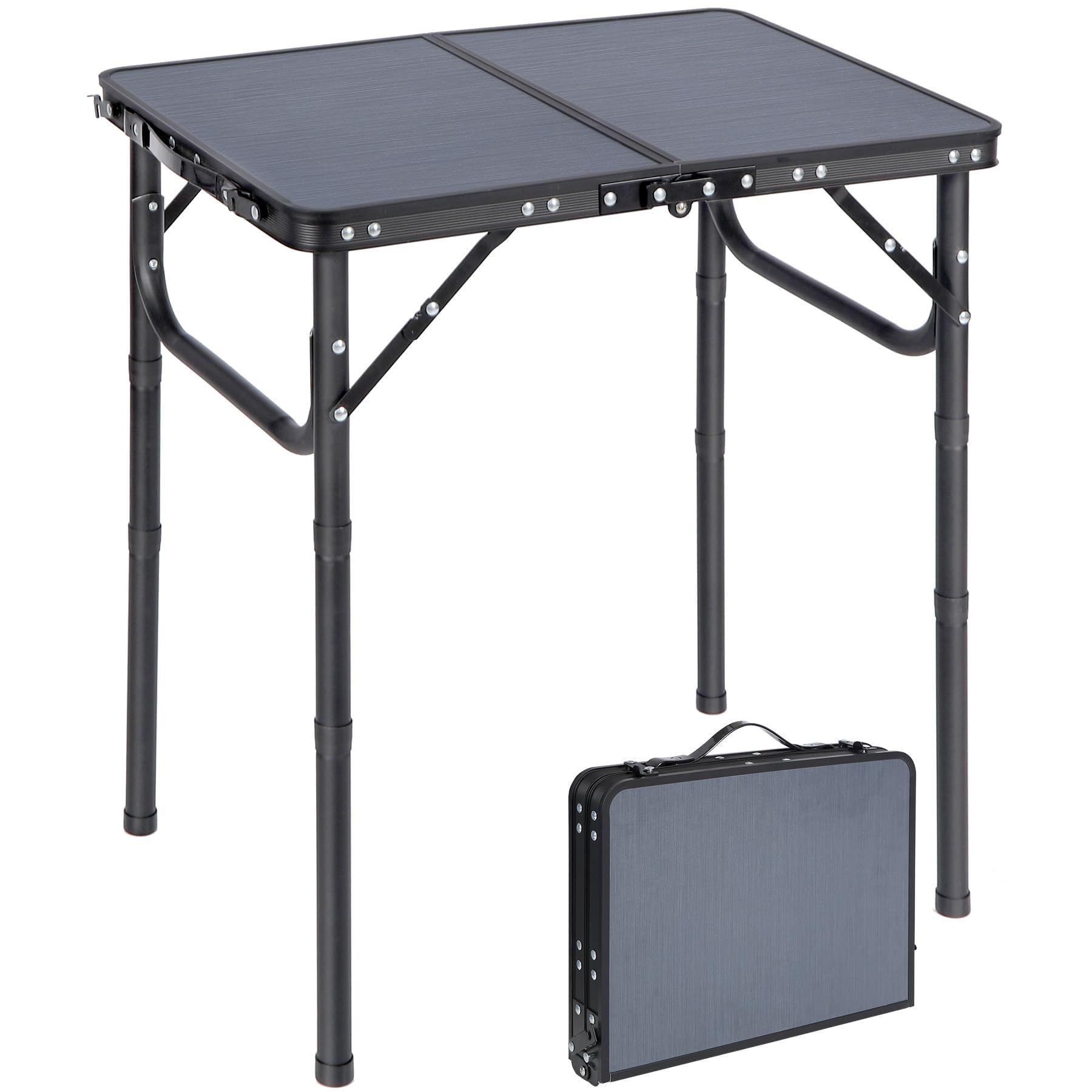 REDCAMP Table de Camping Pliable en Aluminium - Hauteur réglable - pour Camping, Pique-Nique, Jardin, fête (Gris, 60x40x68CM)