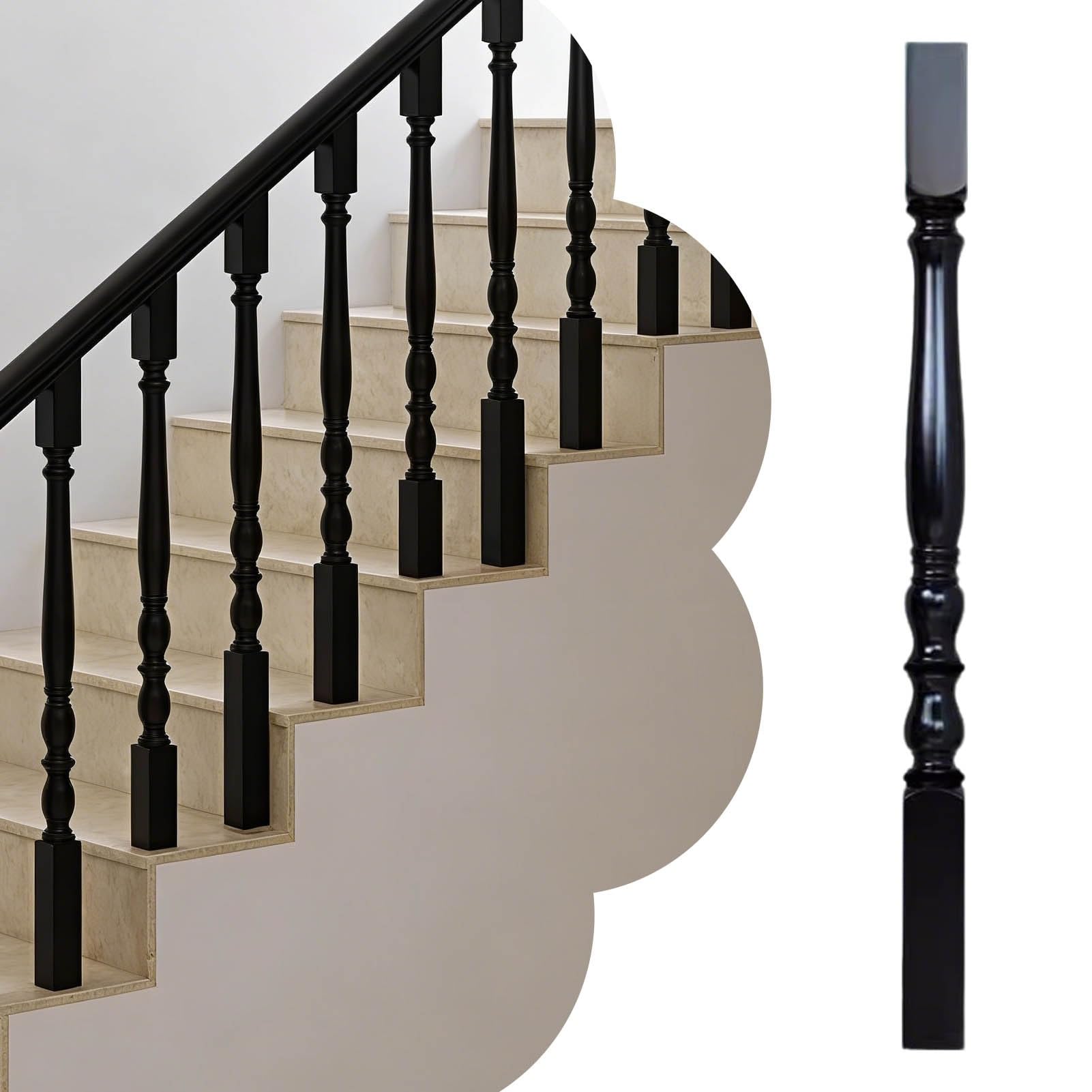 Balaustres de madera negra de alta gama para barandillas de diseño residencial