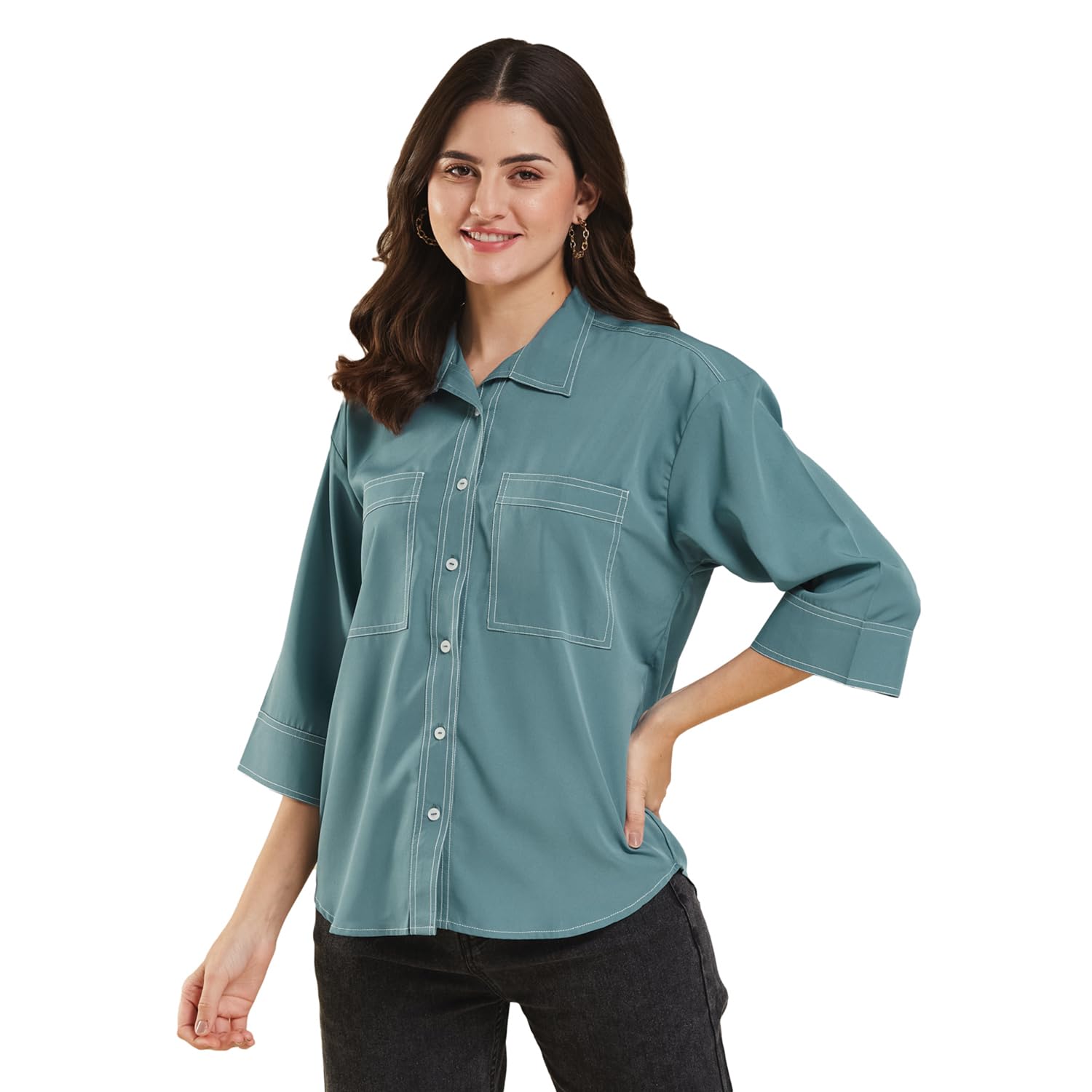 j turritopsis Women's Crepe Solid Casual Shirt-picture-18