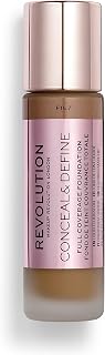 Makeup Revolution Conceal and Define Foundation, Full Coverage & Matte Finish, F14.7 for Dark Skin Tones, Vegan & Cruelty-Free, 0.7 Fl Oz