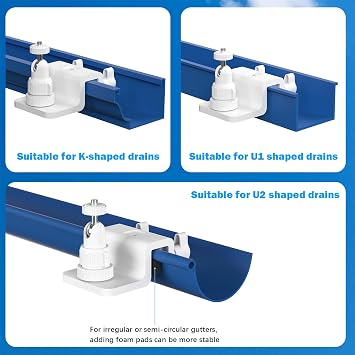 Didalo 2 Pack Gutter Mount Compatible for Ring Solar Panel, 360Adjustable Universal Panel Gutter Mount for Ring, Arlo, Eufy, Wyze, Reolink Solar Panels (Solar Panel Not Included)