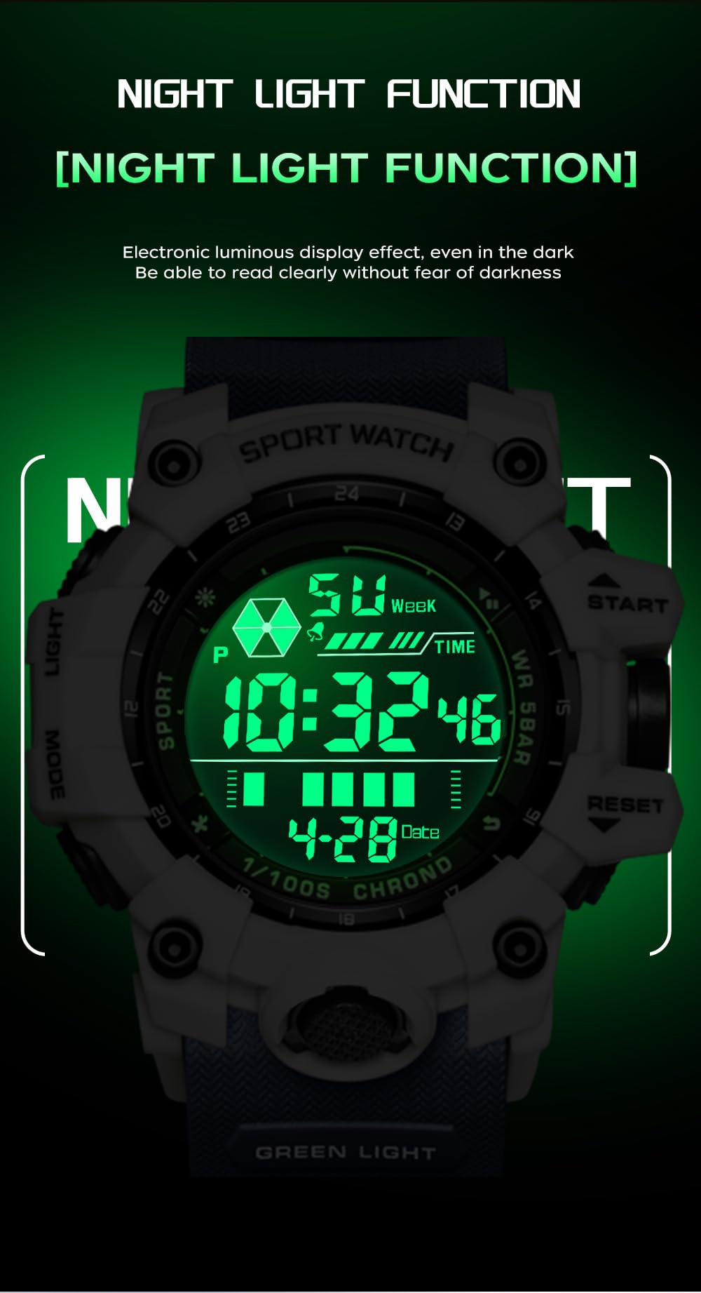 Orologio digitale da uomo, multifunzione, digitale, con allarme elettronico, impermeabile, sportivo