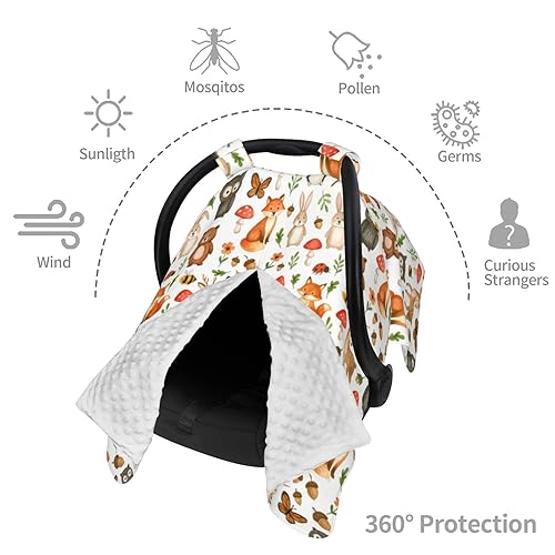 Miniatura 7 de KiuLoam Toldo de asiento de automóvil de animales del bosque, funda de lactancia para mamá lactancia, funda de asiento de automóvil para bebé/fundas