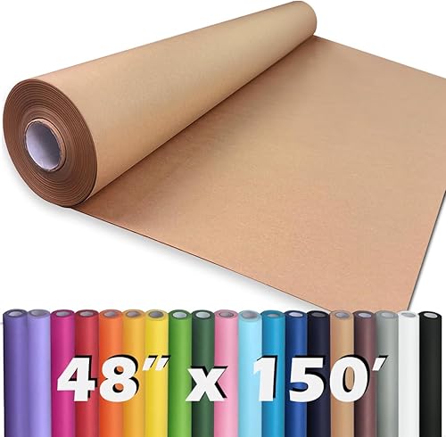 Vista 101 de PerkHomy - Rollo de papel kraft marrón de 17.5 x 1.200 pulgadas (100 pies) para envoltura de regalos, tablón de anuncios, manualidades, ramo