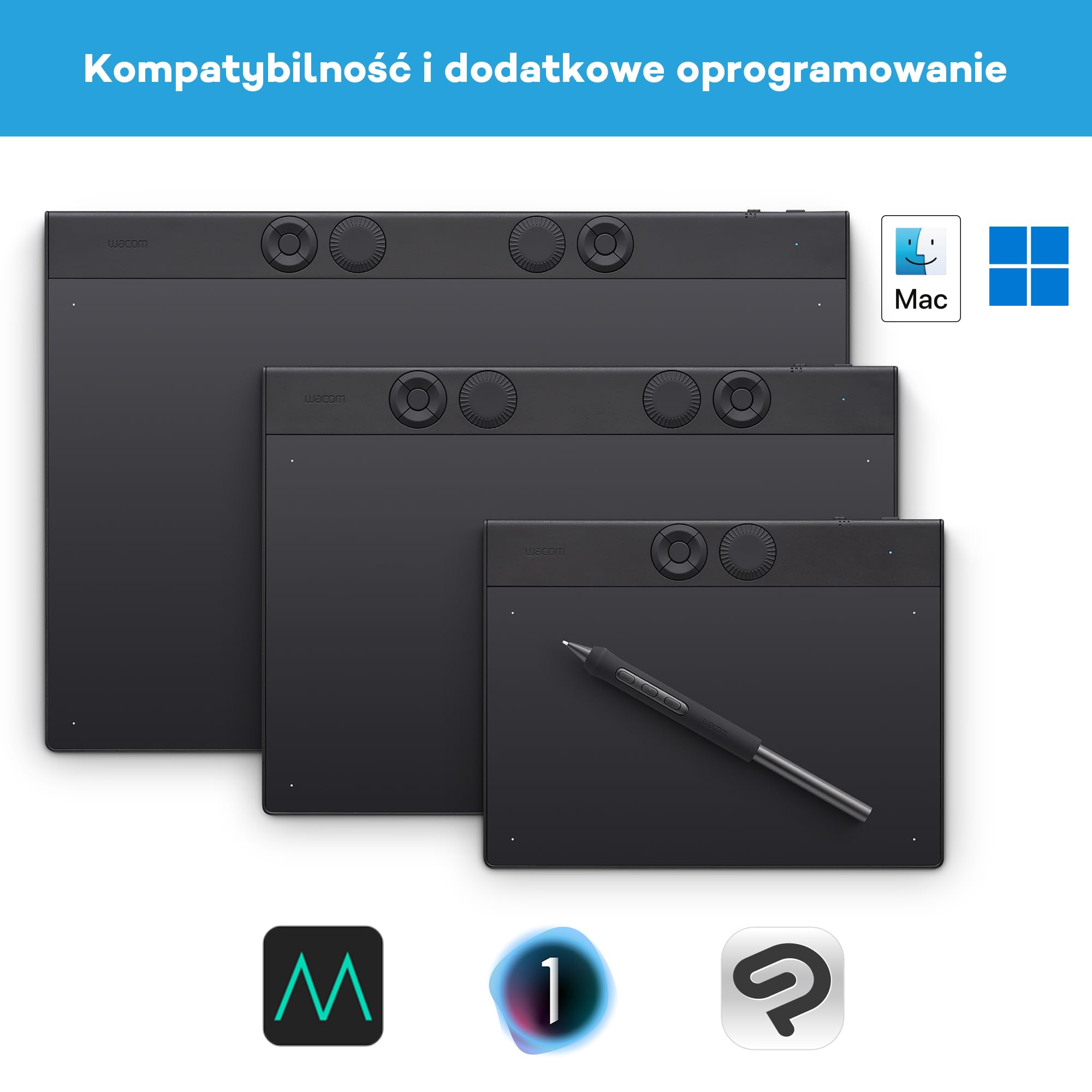 Wacom Intuos Pro Medium Tablet Graficzny z Rysikiem Wacom Pro Pen 3, Ultracienki