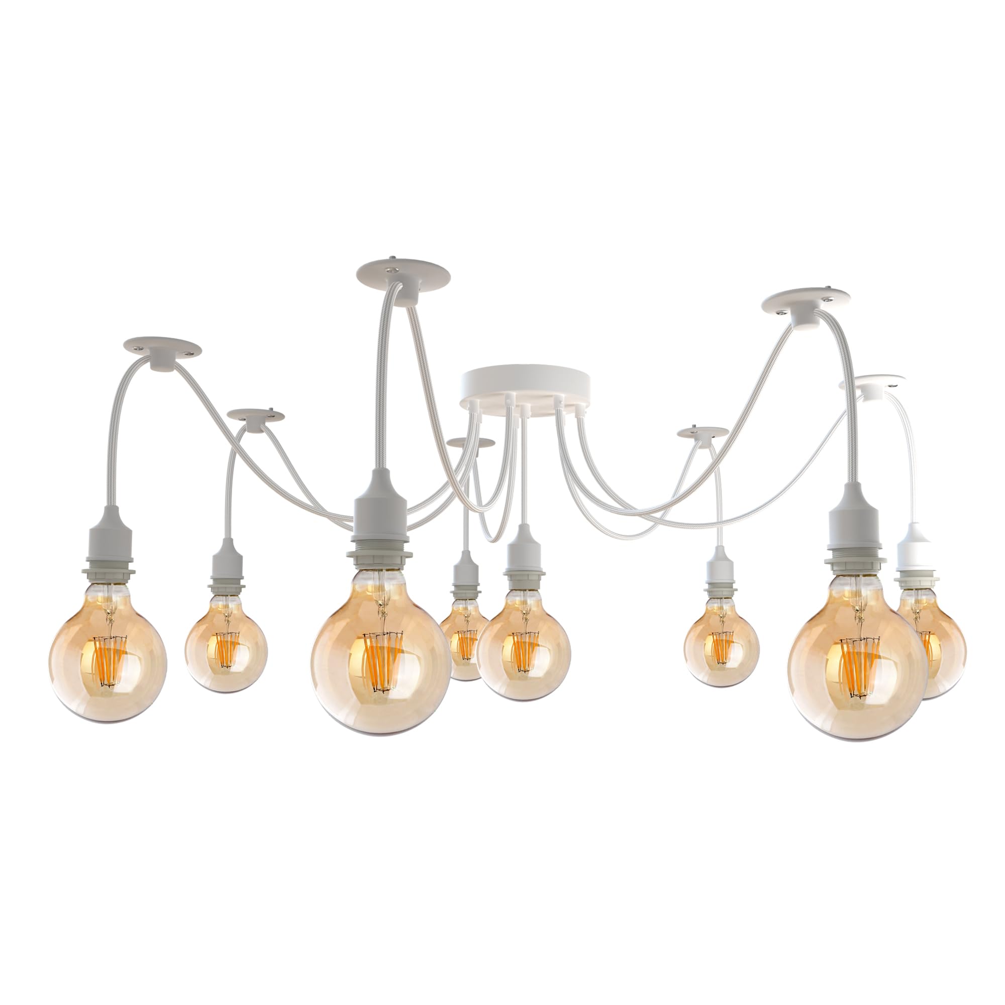 DC VOLTAGE 8 Head White Spider Pendant Light E27 Adjustable Hanging Ceiling for Bedroom Dining Room Living Room