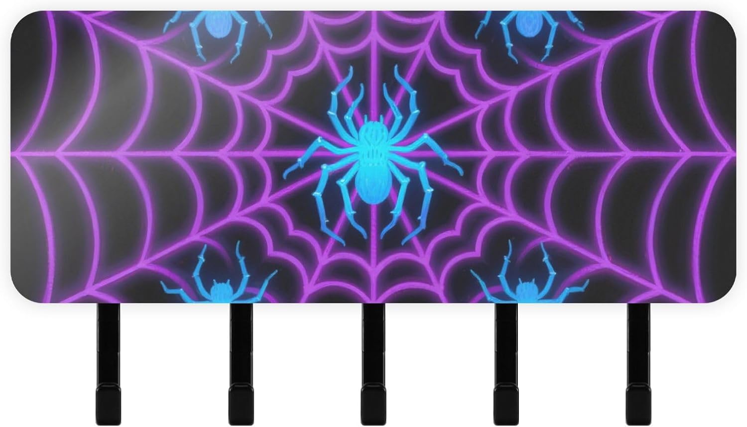 wall Key Holder with Mail Organizer & 5 Self-Adhesive Hanging Light Up Spider Web Blue Pink Kitchen Decor wall Hook for Living Room Entryway Kitchen