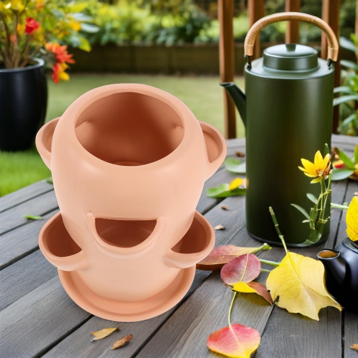 Pot Tour en Céramique pour Succulentes, Tour Verticale à Ouvertures