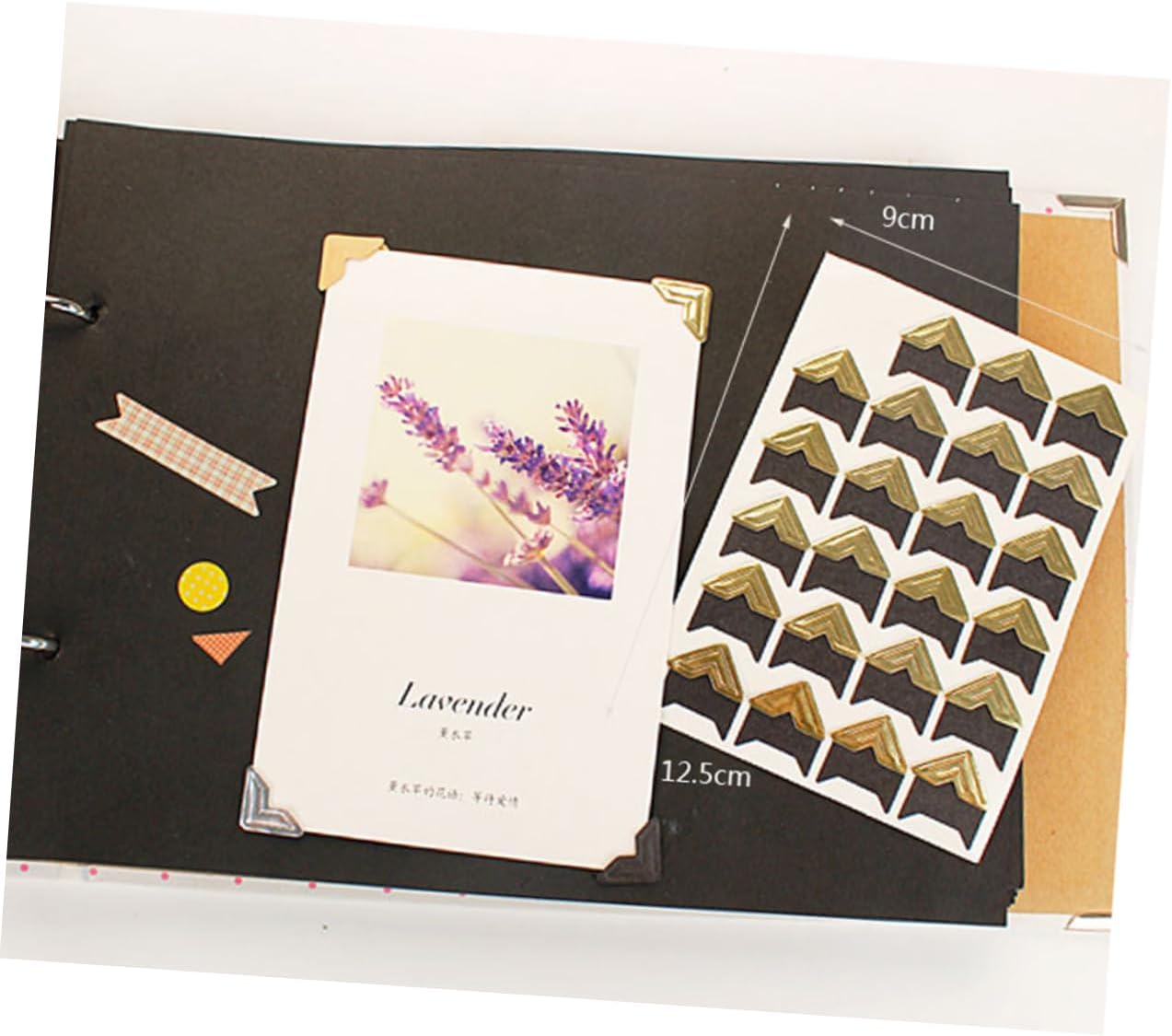 Beatifufu DIY Photo Album Stickers 15 Sheets of Kraft Paper Corner Stickers 24pcs Each Self-Adhesive for Scrapbook Dec