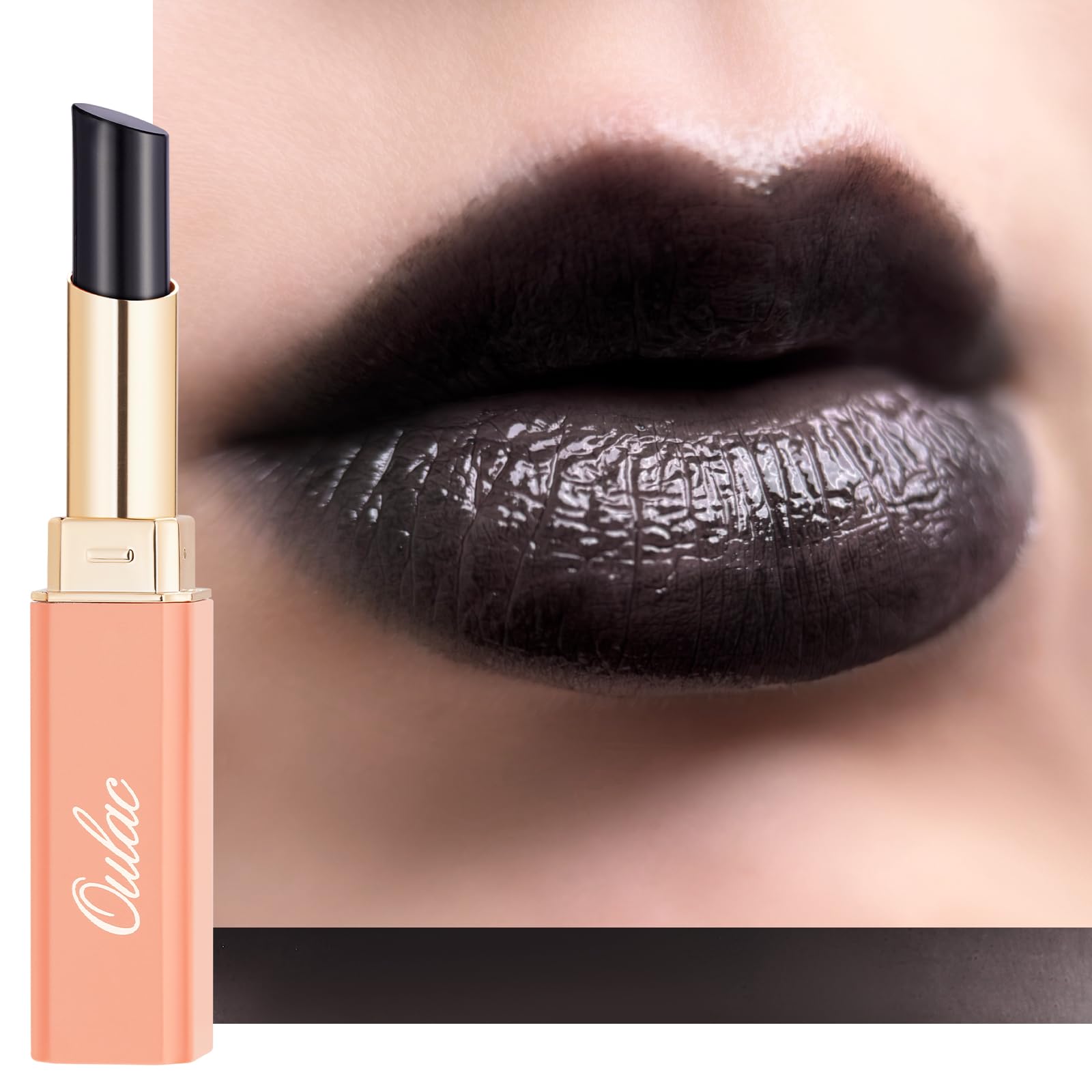 Oulac Light Black Lipstick for Women - 2 in 1 Glossy Noir Tinted Lip Balm,Semi-Transparent Hydrating Lip Gloss, Shine Juicy Finish Vegan 2.2g/0.07oz (27) Noir Lipstick