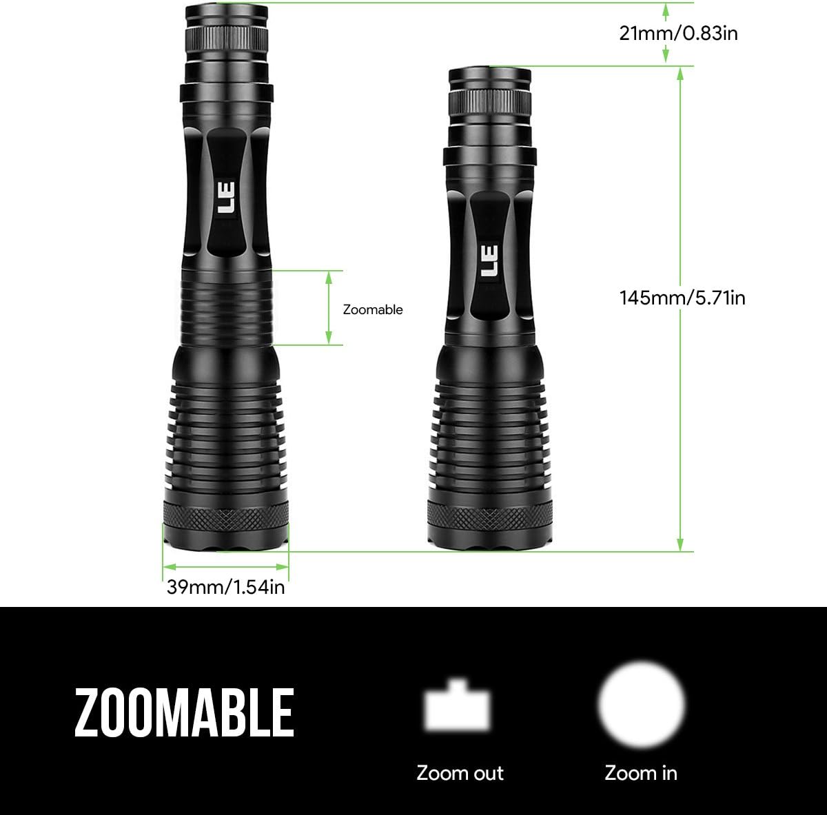 SAYGOGO XML-LE A100 Handheld LED Flashlight, Outdoor Ultra Bright T6 Glare Waterproof Torch with Adjustable Focus and 5 Light Modes, Suitable for Powered Tactical, Camping, Hiking, and Hunting, Black
