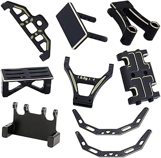Levigo Black Coating Brass RC Upgrade Sets Battery Tray Cover Chassis Armor Frame Beam Front Rear Car Shell Pillar Front Rear Connector Column Skid Plate Servo Mount Bracket for AXIAL 1/24 AX24 XC-1