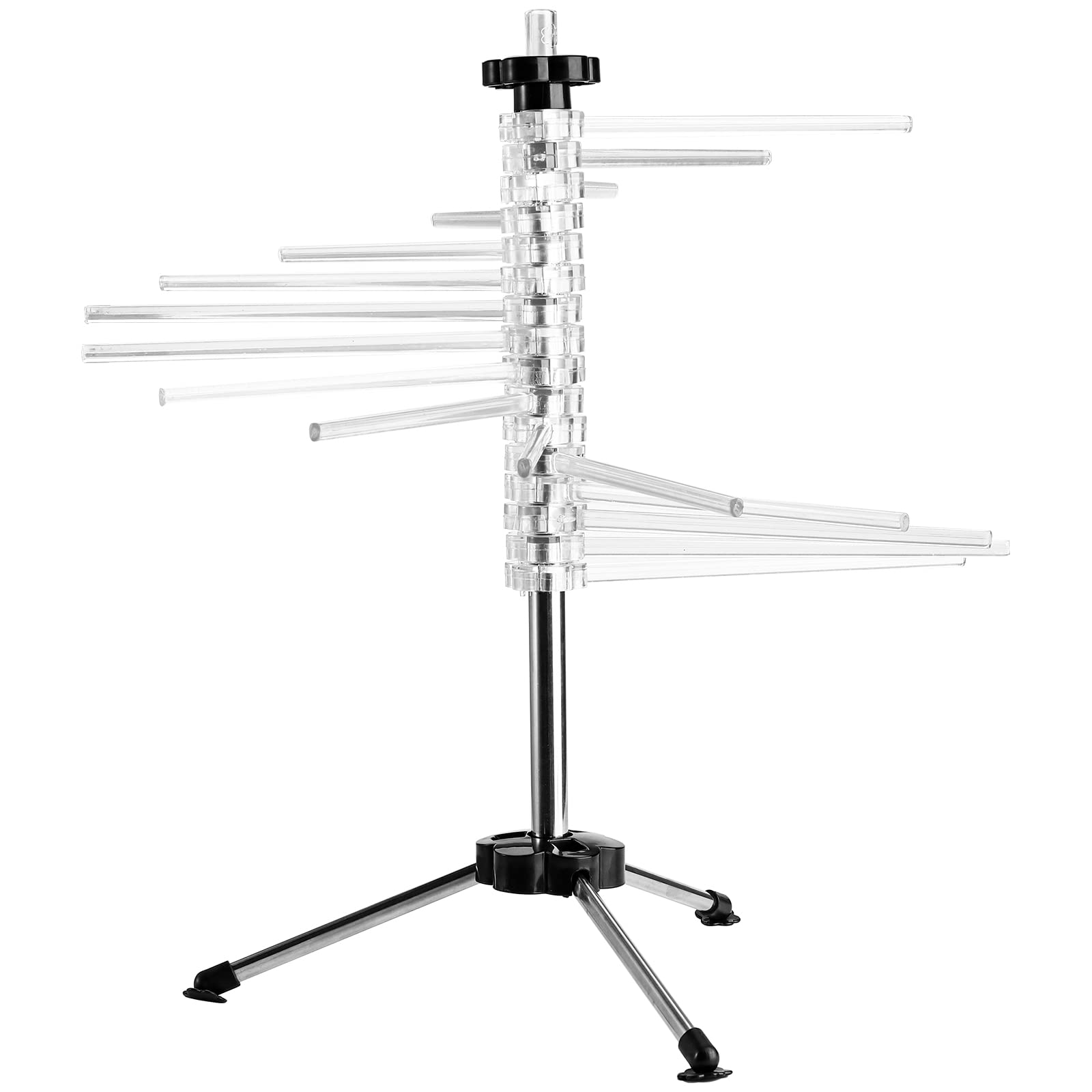 Tebery Secador de fideos para hasta 2,5 kg de pasta, 16 peldaños extensibles, barra de transporte integrada, plegable, secador de espaguetis