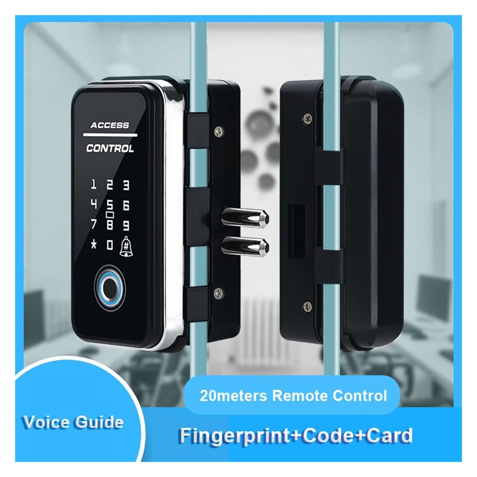 Inteligentny zamek z blokadą Smart Phone Control Fingerprint Smart Lock for Glass Wooden by Electronic Keyless 50 Meters Long Range Remote Control Fiing for Lock (Kolor: Single Door1) (Double Remote2)