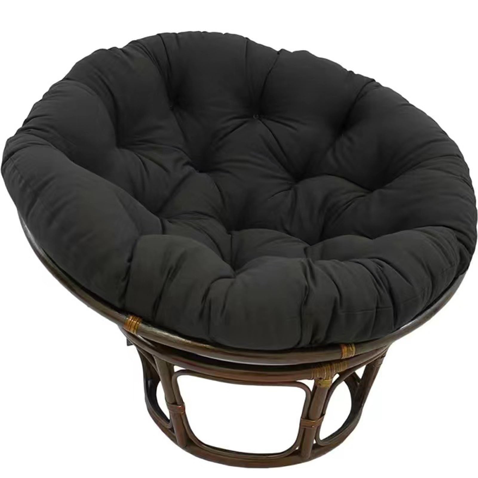 QVQV Large Round Papasan Chair Cushion, Thick Outdoor Rocking Chair Cushion, Rattan Hanging Basket Cushion, Egg Nest Replacement Pad (Black, 60 * 60cm)
