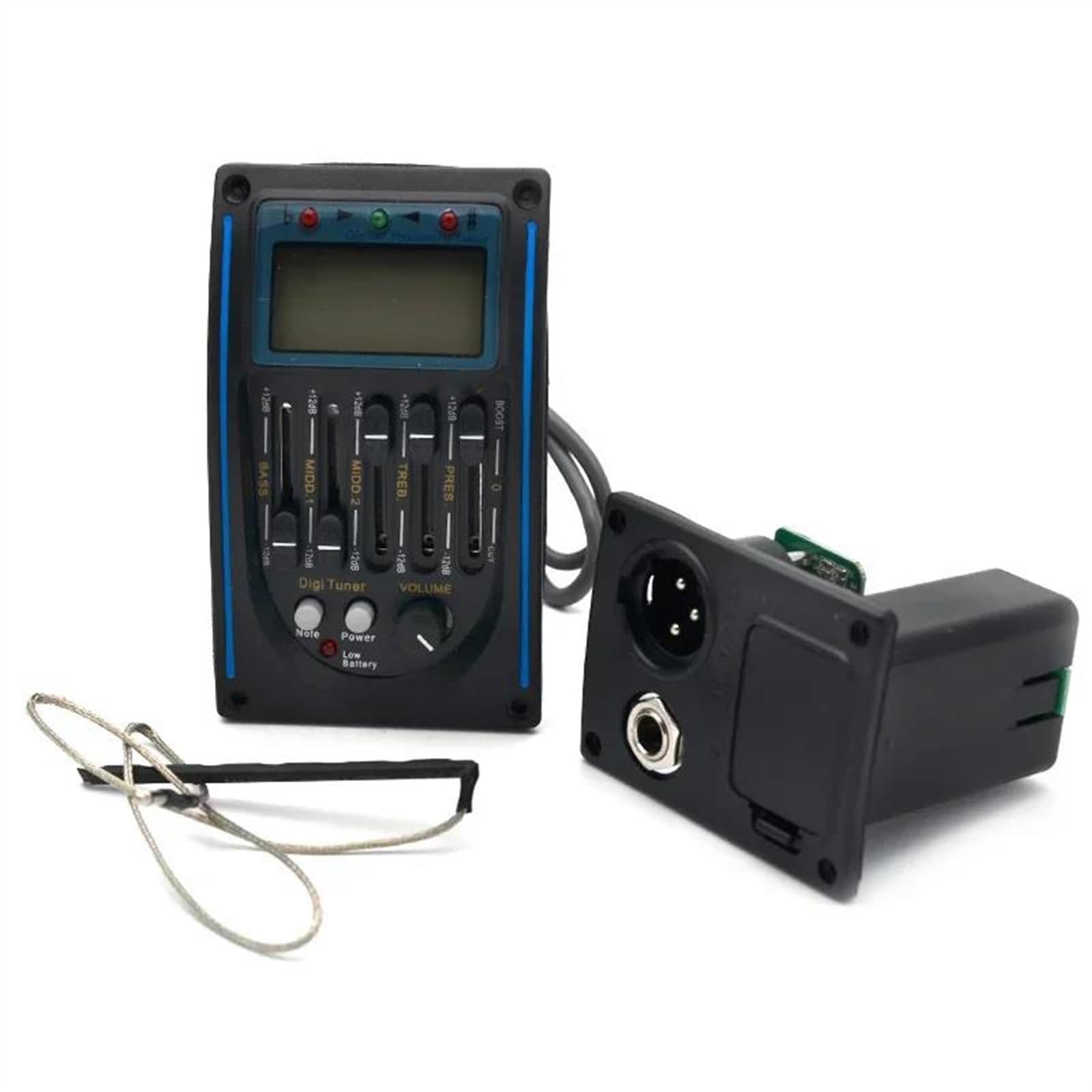 6 Pezzi 5 Bande Pickup Per Chitarra Acustica Preamplificatore EQ Equalizzatore Con Accordatore Digitale Strumento Parti Di Chitarra Pezzi di ricambio per pickup per chitarra acustica(Blue)