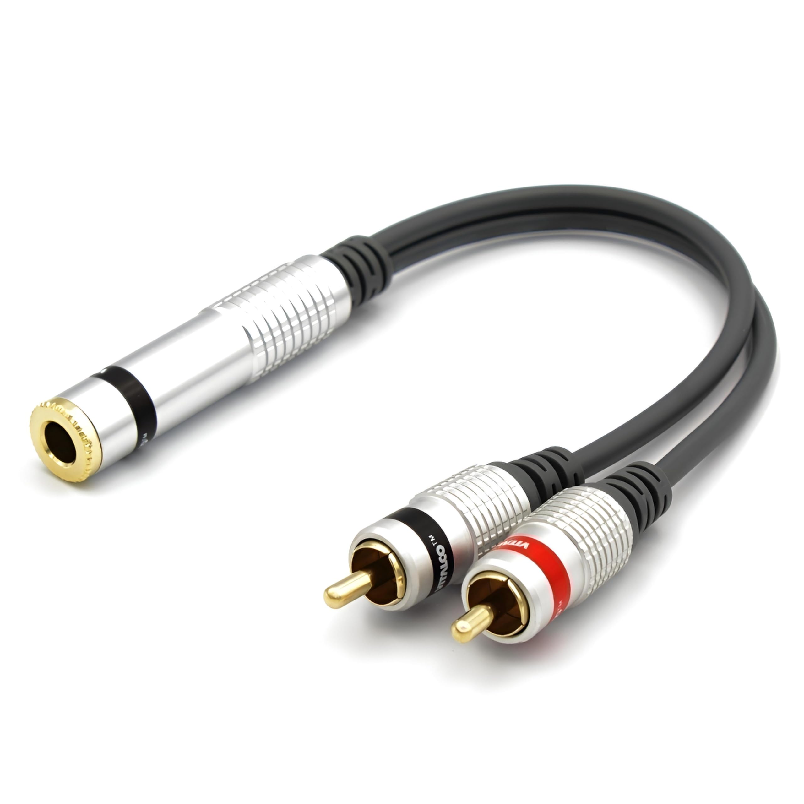 Adattatore Jack 6.3 Stereo a 2x RCA Audio 6.35 Stereo TRS Femmina a Doppio RCA Maschio Cavo Connettore