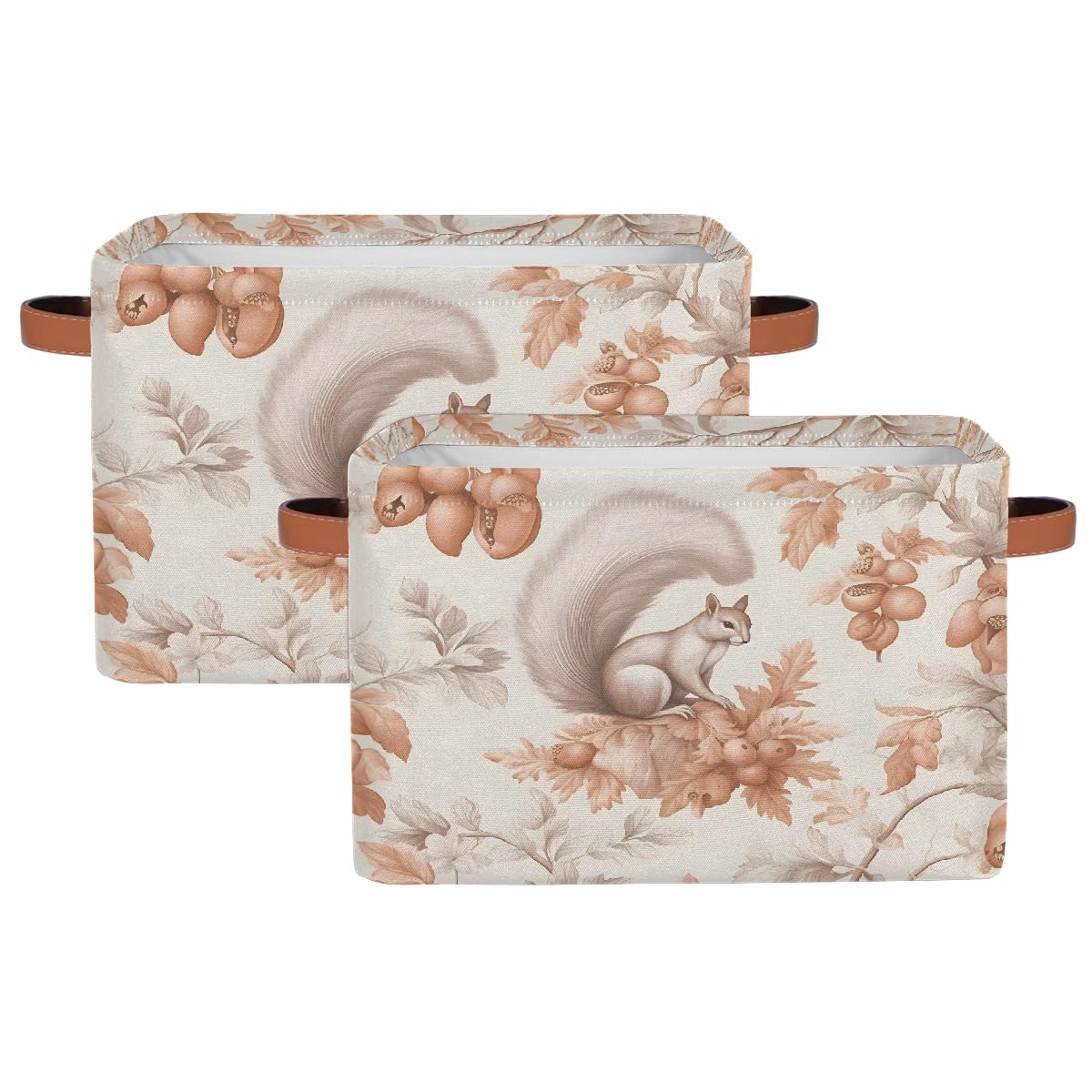 Mexpekil Cesta de almacenamiento de animales, ardilla, frutos secos y bayas, caja de almacenamiento de juguetes para niños, plegable, organizador de tela para estantes, cesta de regalo grande con asas