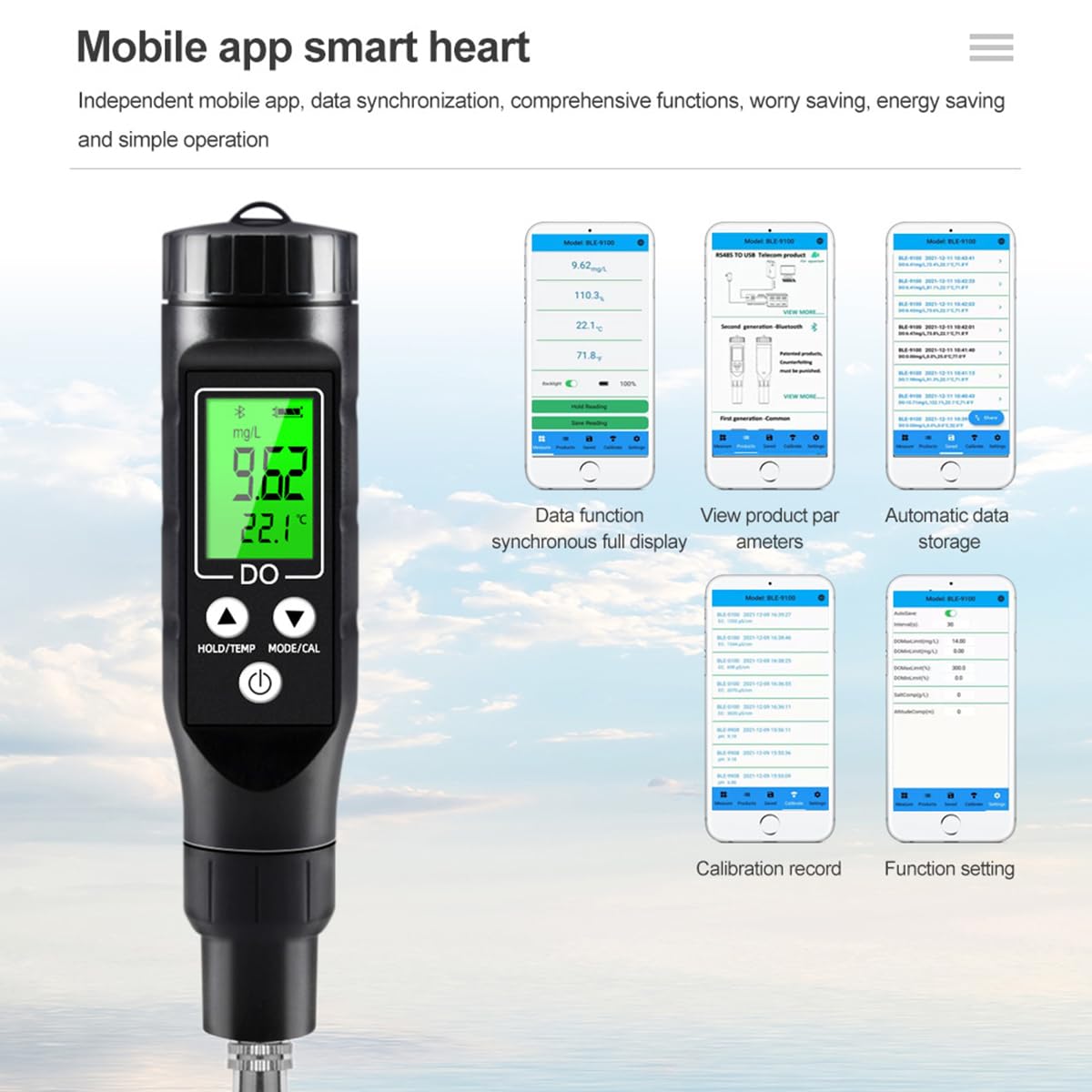 Amazon.co.jp: スマートBluetoothポータブル溶存酸素計、0.0-30.0 