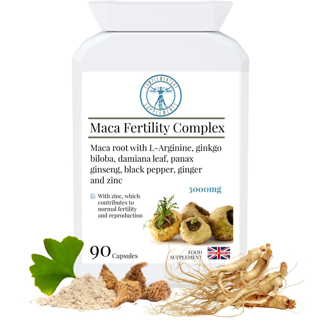 High Strength Maca Complex for Men – 3000mg Maca Root with Zinc, Ginseng & L-Arginine – Hormonal & Reproductive Support – 90 Vegan Capsules
