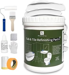 White Ceramic Tub and Tile Refinishing Kit - Bathtub, Bathroom Wall, Countertop, Sink Paint - Easy to Use, Waterproof, Low Odor, No Toxic(White 16.0 FL Oz)