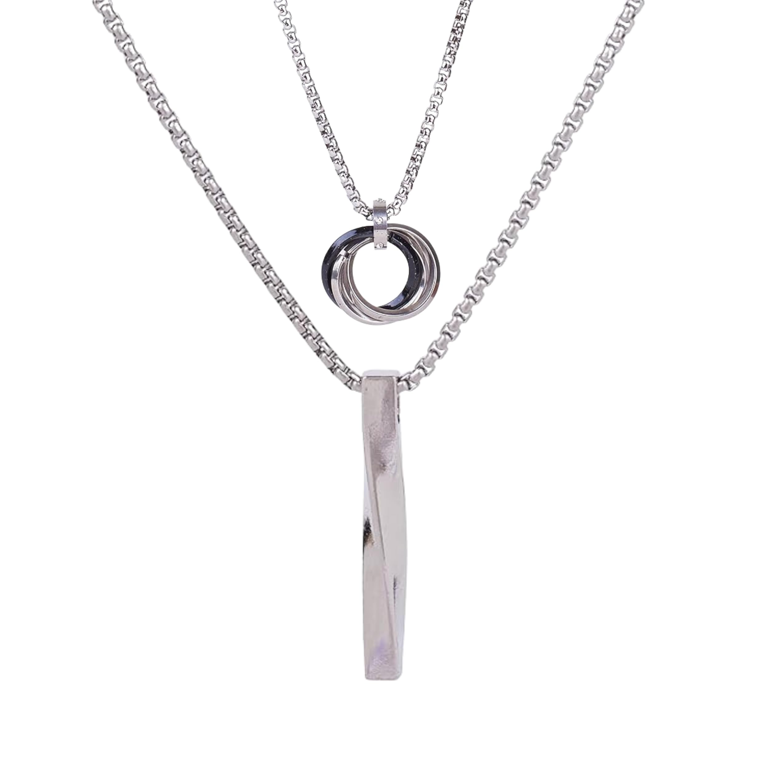 Combo of 2 Necklaces for Men - Rocky & Collier - Pendant, Chain, & Jewellery set for Men | Gift for Diwali, Christmas, Marriage, Birthday