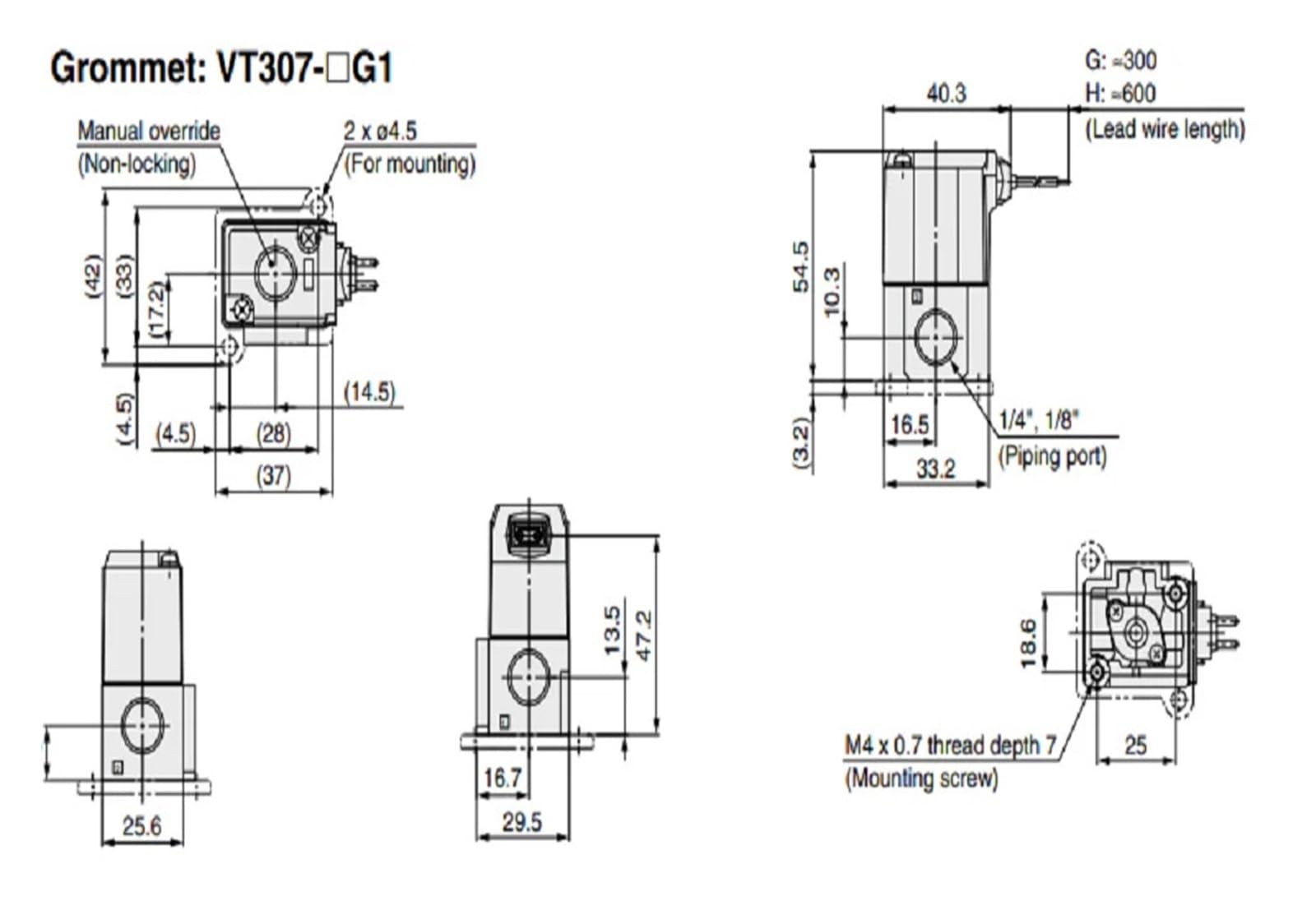 1 válvula solenoide de 3 puertos de accionamiento directo tipo VT307 Series VT307V-5DZ1-01/VT307V-5DZ1-02/VT307-4DZ1-01/VT307-4DZ1-02(VT307-5D1-01-F)