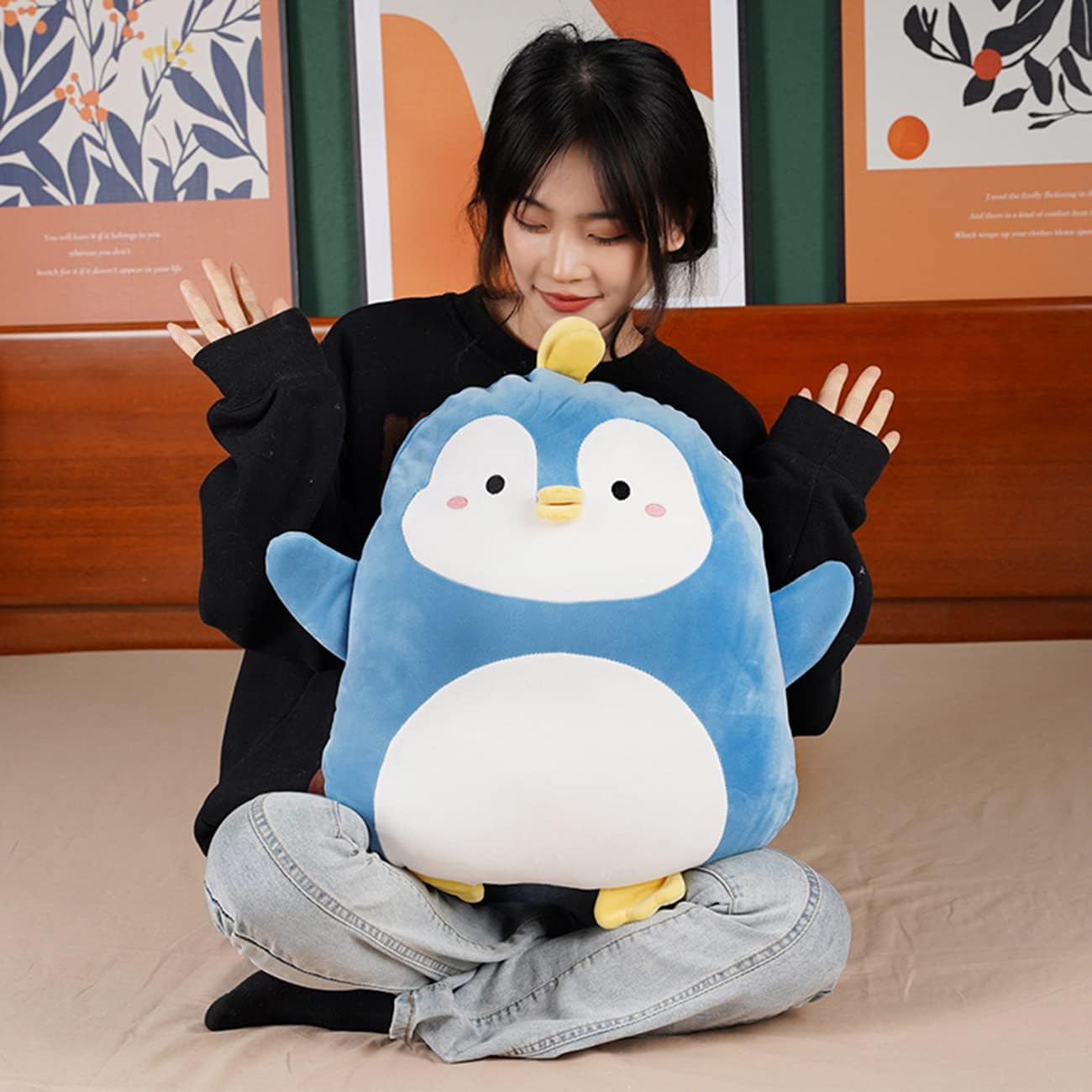 17.7 Inch Soft Blue Penguin Plush Hugging Pillow Cute Penguin Stuffed Animal Plushies Penguin Doll Toy Kids Stuffed Animals Penguin Plush Toys for Birthday, Valentine, Christmas or Daily