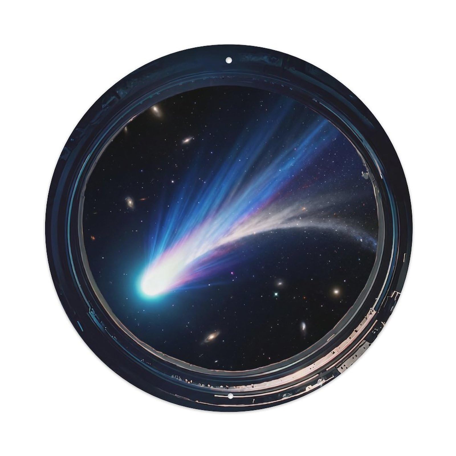 Bright Comet Tail Porthole View Metal Tin Sign