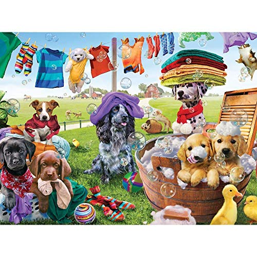 Bits and Pieces – Large Piece Jigsaw Puzzle for Adults – ‘Puppies Playing’ by Artist Adrian Chesterman (500 Piece Puzzle)