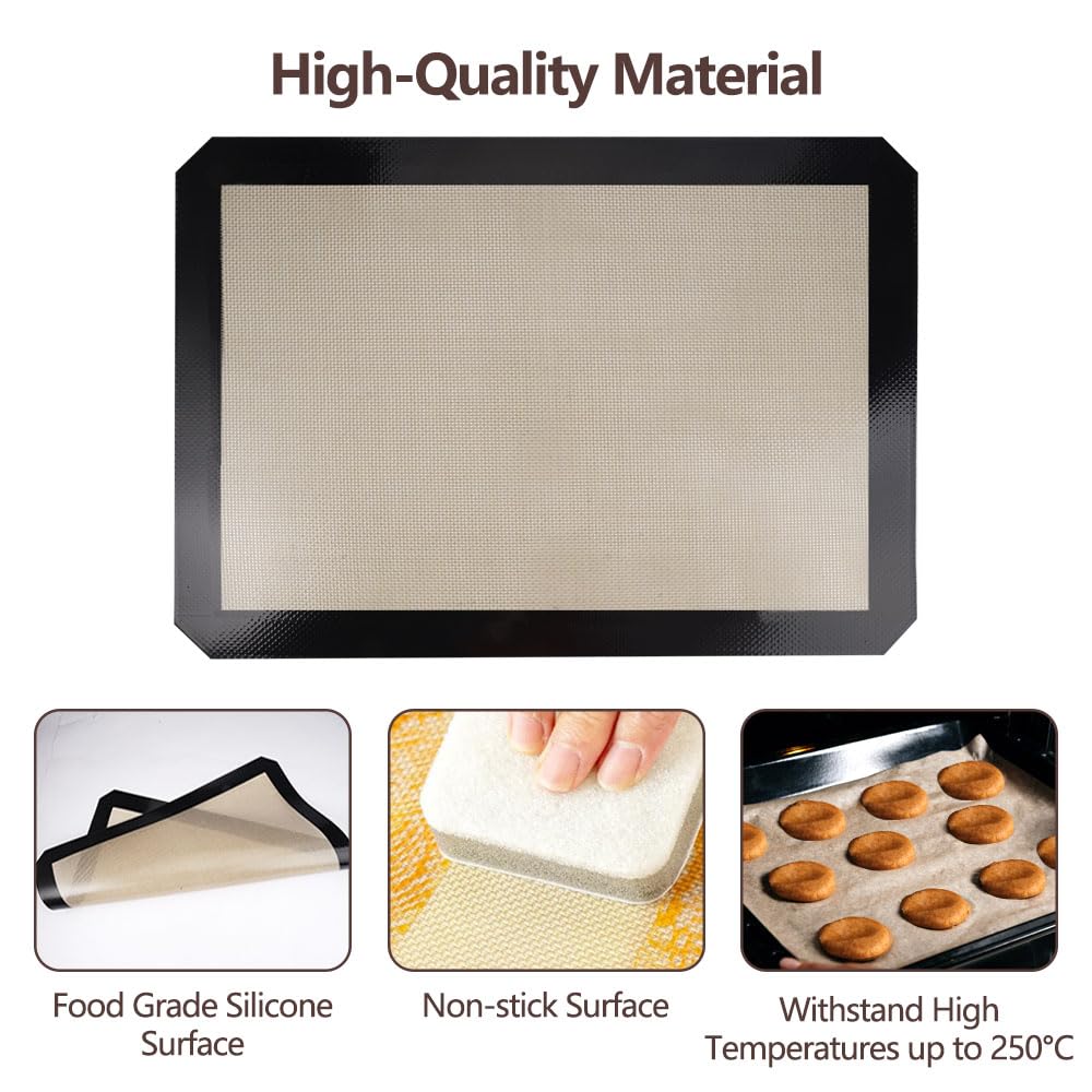 2 Pezzi Tappeto di Silicone per Dolci, 42x29.5cm Tappetino Forno Silicone Sicuro per Gli Alimenti, Originale Tappetino Forno Silicone Riutilizzabile, Tappeto Forno Silicone, per Macaron, Biscotti