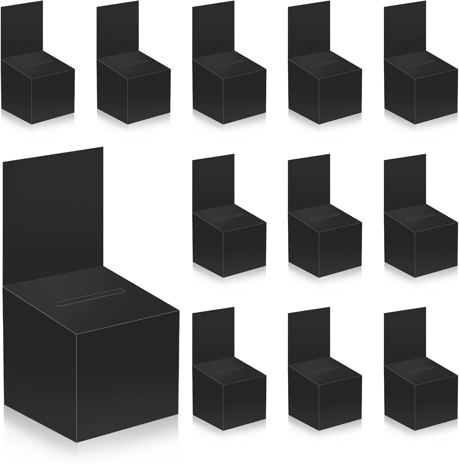 Black Raffle Box 12 Pcs Ballot Box Raffle Box Donation Box for Fundraising, 6 X 6 X 6 ...
