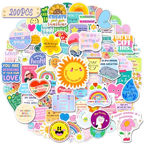 HomSeon 200 PCS Mental Health Stickers, Mental Health Matters Awareness Stickers Bulk for Therapist Office Laptop Water Bottle, Waterproof Decals for Kids Teens Adults