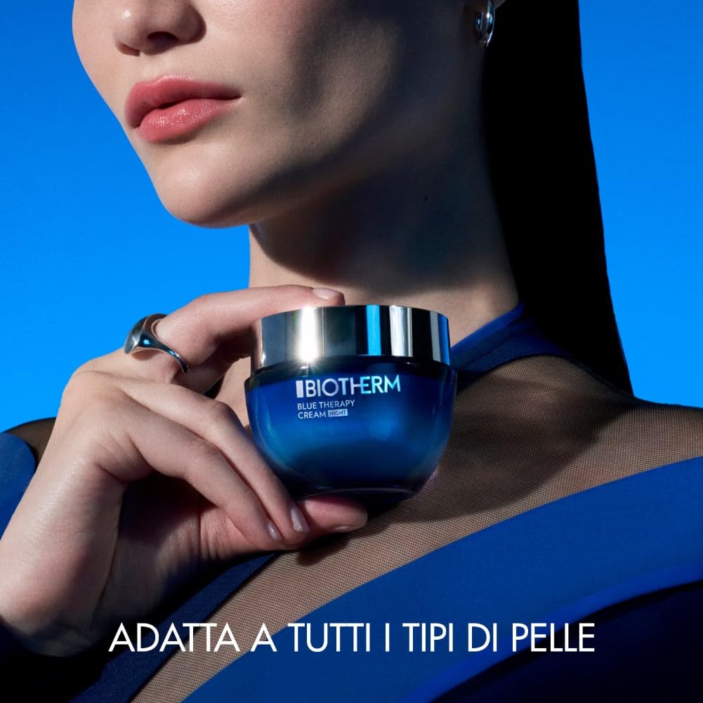 Biotherm, Blue Therapy Crema de Noche Hidratante y Antiedad, Reduce Arrugas y Manchas Oscuras, Enriquecida con Life Plankton, Todo Tipo de Pieles, 50 ml