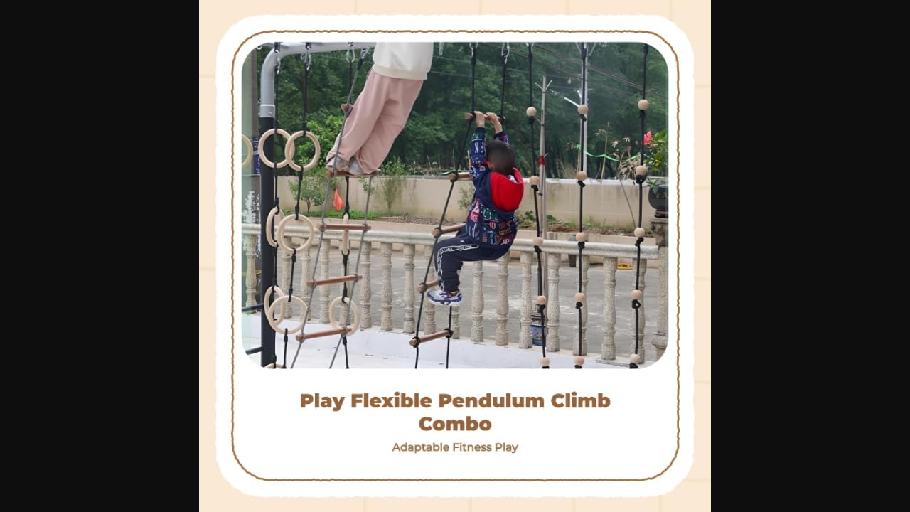 Kids Climbing Rope Ladder, Wooden Hanging Seat Set, Indoor Hanging Gym Toy Ball Climbing Rope