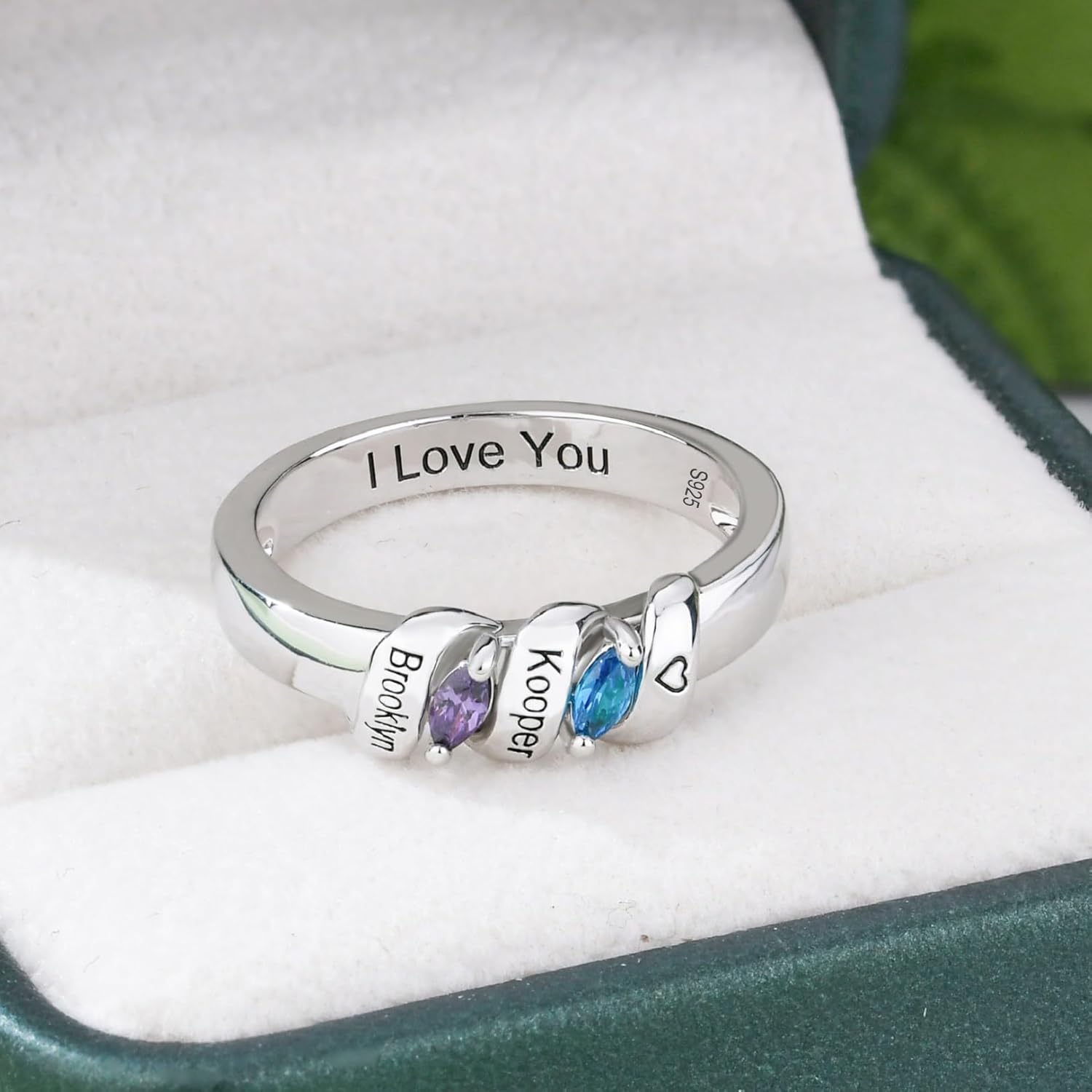 925 Sterling Silver Birthstones Mothers Rings with 1-6 Names Personalized Birthstones Ring for Mother Custom Family Names Ring for Women Mother Grandmother