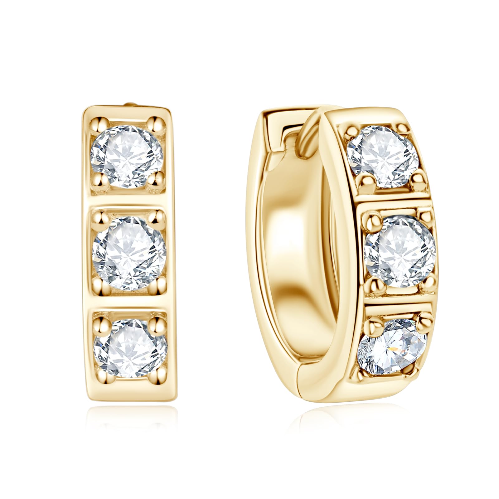 DYUNQ Moissanite Hoop Earrings Men, Lab Created Imitation Diamond 925 Sterling Silver Hypoallergenic 4.5MM Male Huggie, Anniversary Valentines Jewelry Gifts for Men Husband