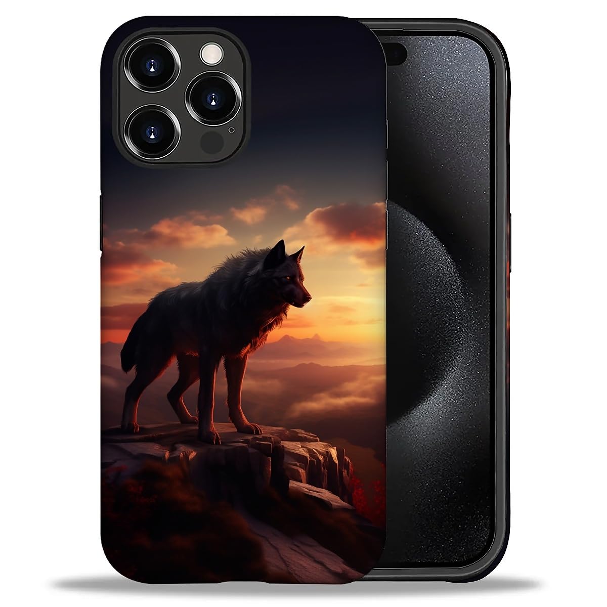 yicomon Compatible with iPhone 16 Pro Max Case, Cliff Wolf Pattern Print Matte Phone Case Durable Fashion Funny Liquid Silicone Case Soft Anti-Scratch