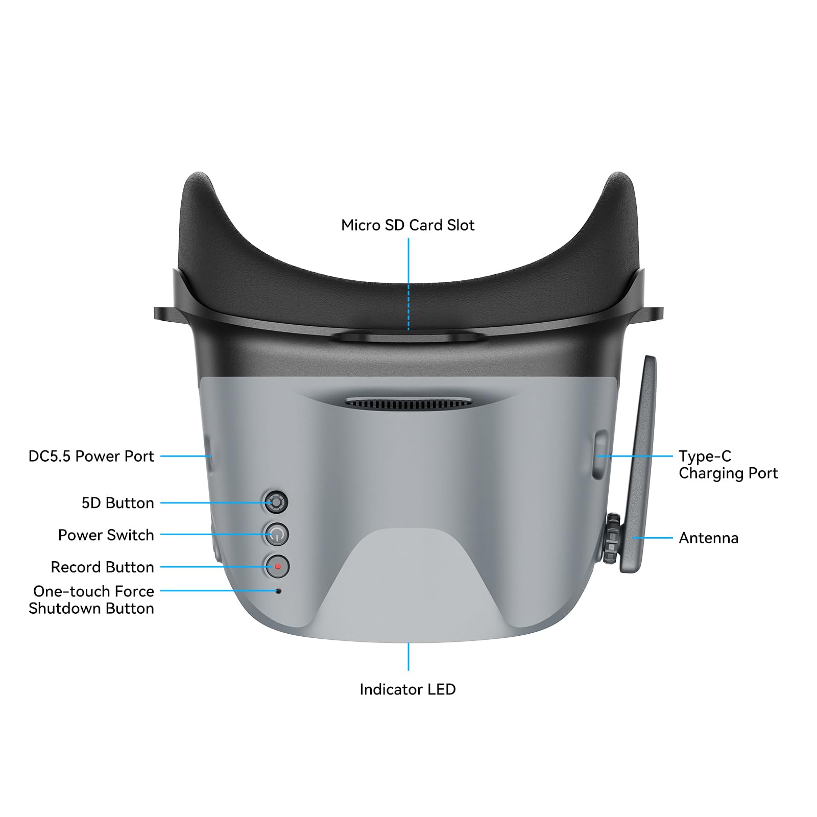BETAFPV VR04 FPV Gafas con función DVR 5.8G 48CH 4.3 pulgadas 800 x 480px NTSC/PAL, batería integrada de 2000 mAh, soporta grabación y reproducción, compatible con dron FPV como Cetus Meteor Air Pavo