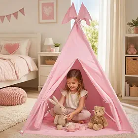 Barraca Tenda Cabana Infantil Tipo Teepee para Crianças Fácil Montagem e Estrutura Segura, Casinha de Brincar para Quarto, Sala e Espaço Kids, Festa do Pijama Decorativa para Leitura e Imaginação