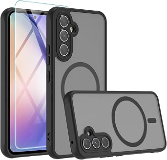 for Samsung Galaxy A54 5G Case 6.4,Magnetic with Screen Protector, Translucent Anti-Fingerprint Matte Shockproof Military Grade Drop Protective Case for Samsung Galaxy A54, Black