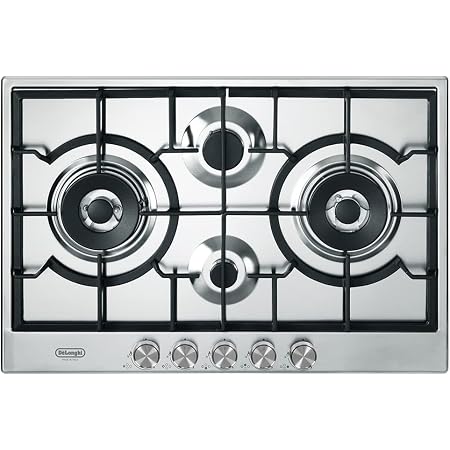 DELONGHI NSL475X PIANO COTTURA 75CM 4 FUOCHI DOPPIA CORONA GRIGLIE GHISA  INOX NSL 475 X : Amazon.it: Grandi elettrodomestici