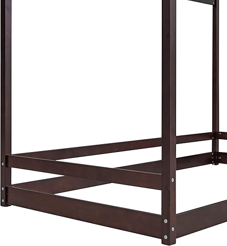 Miniatura 41 de P PURLOVE Marco de cama Montessori de tamaño individual para niñas, niños, marco de cama Montessori individual con techo, sin listones