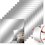 12" x 12" Acrylic Flexible Mirror Sheets, 12 Pack Self Adhesive Mirror Tiles Square Cuttable Mirror Wall Stickers, Non-Glass Mirror Stickers Safety Reflective Mirror for DIY Craft Home Wall Decor