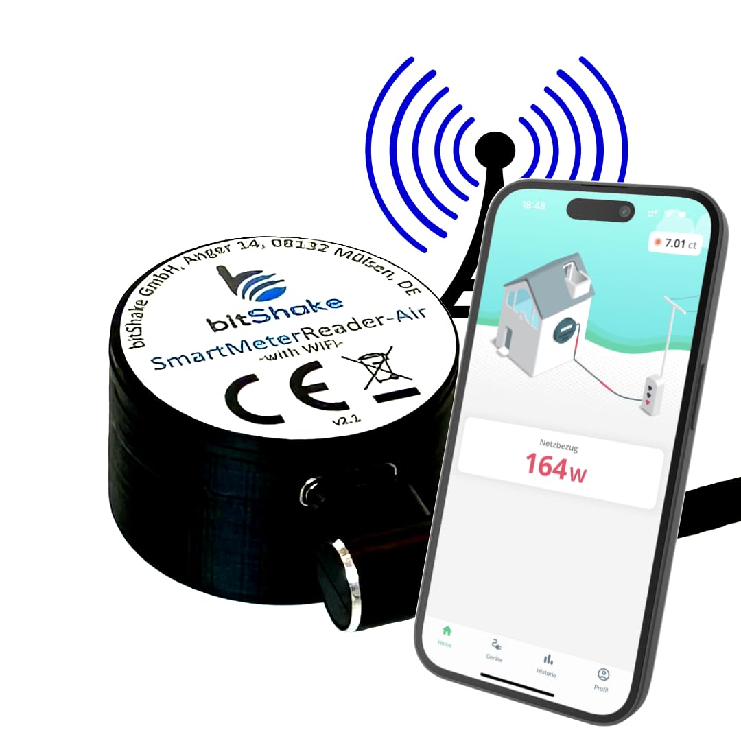 bitShake SmartMeterReader - AIR | WiFi | TASMOTA vorinstalliert | WLAN | MQTT | IR Lesekopf