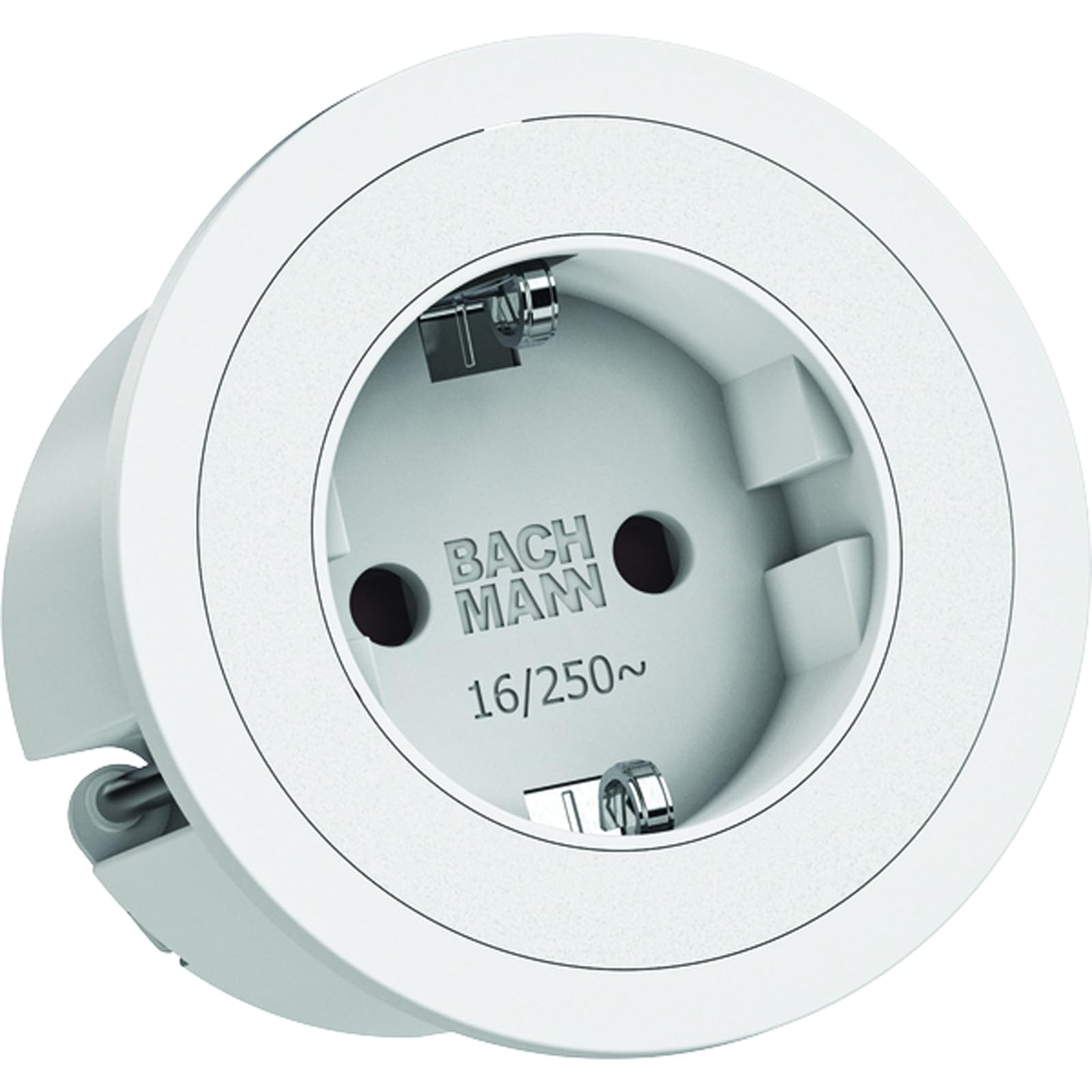Socket PIX 1 x Schuko white + decorative ring stainless steel effect and white