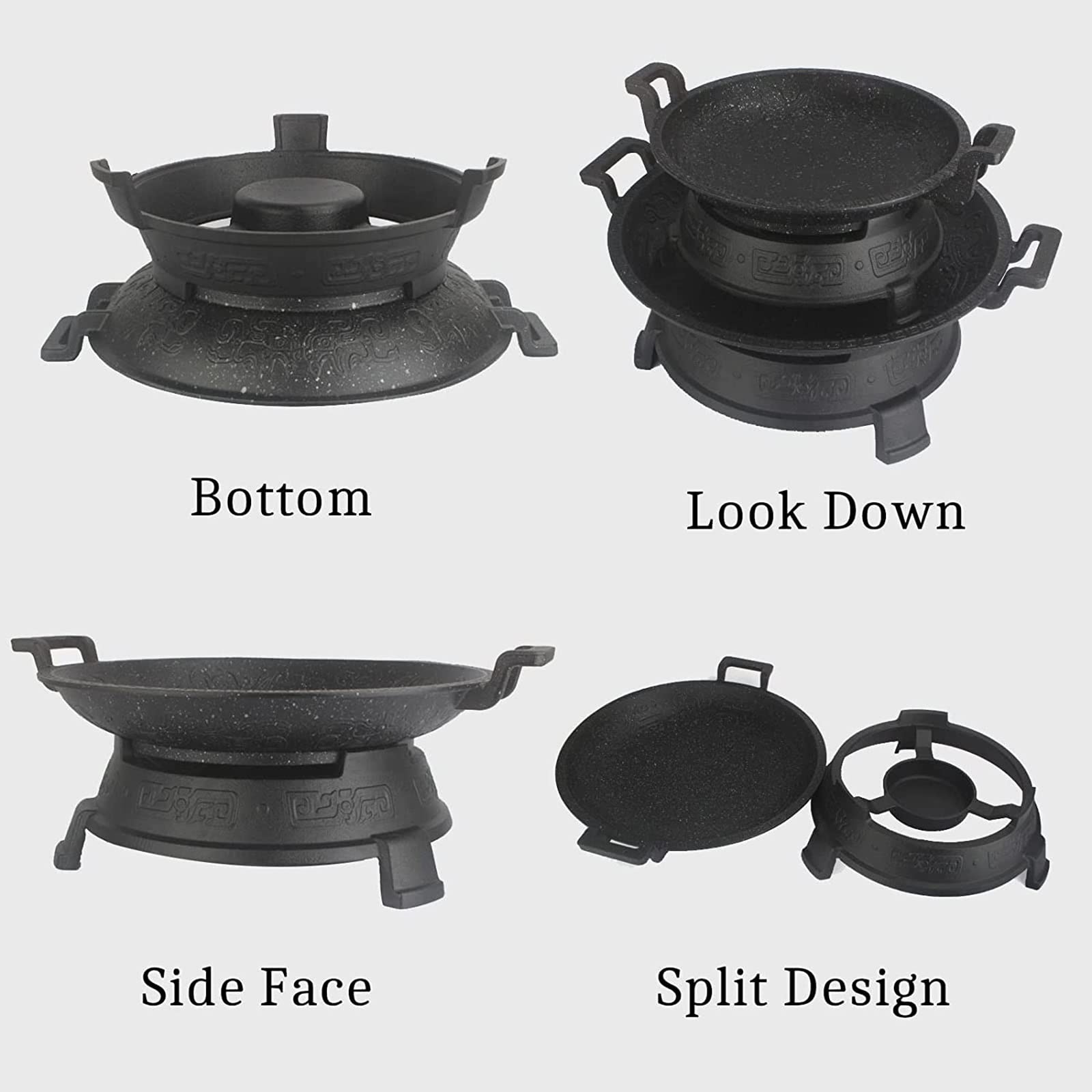 Juego de Buffet de Platos antiadherentes de 5 tamaños, bandejas calentadoras de Alimentos de aleación de Aluminio con Soportes para Combustible, fáciles de Limpiar, para Catering, Banquetes