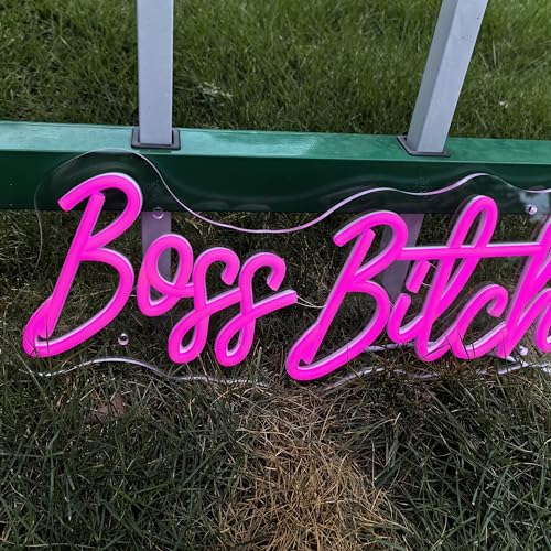 Image of Pink Boss Bitch Neon Sign, Custom Neon Sign, Bathroom Decor For Sexy Girl Room Wall Decoration, USB Girls Lady Woman Bedroom Living Room Home Wall Decor (15.7x7in)