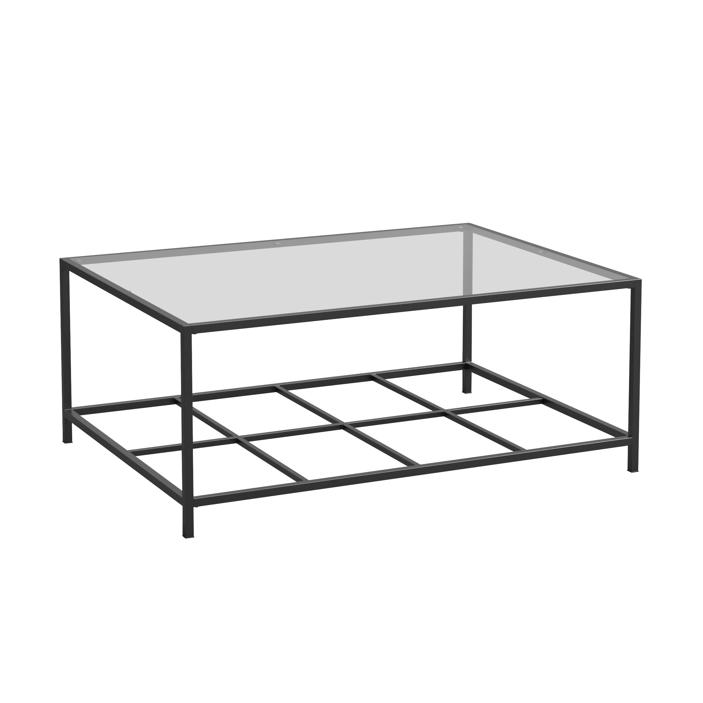 Sauder Carolina Grove Contemporary Glass Coffee Table, L: 42.09" x W: 30.16" x H: 17.01", Black Finish